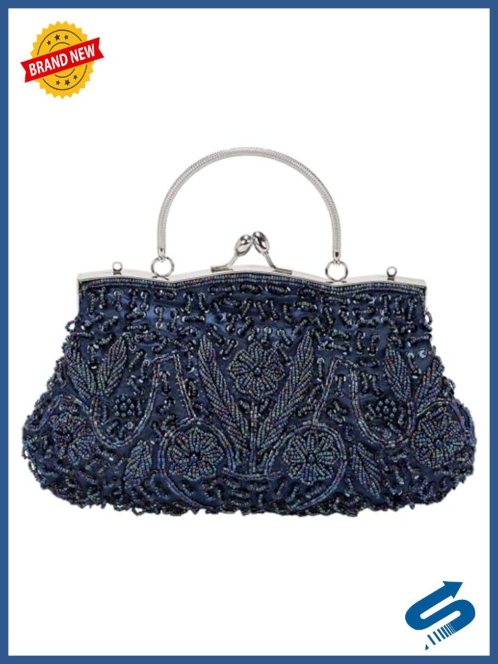 Elegant Beaded Sequin Evening Clutch Crossbody Bag Formal Wedding Party